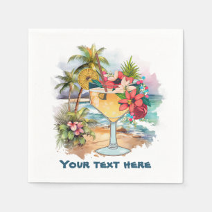 Cute tiki Cocktail add text Napkins