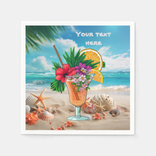 Cute tiki Cocktail add text Napkins