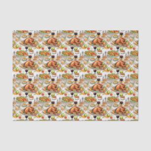 Cute tile Thanksgiving turkey pattern tiled Tissue Paper