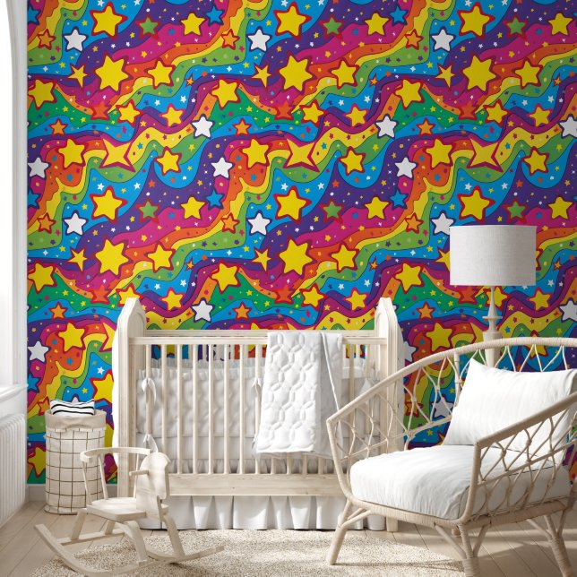 Cute tiled abstract rainbow pattern wallpaper  (Kids)