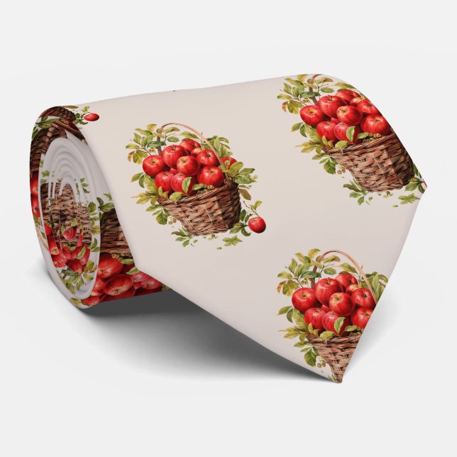 Cute tiled apple pattern fruit  neck tie (Rolled)