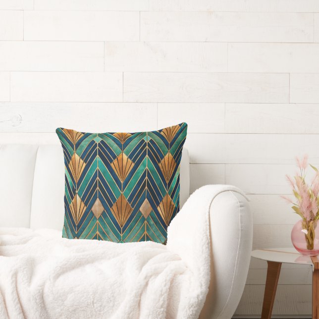 Cute tiled Art Deco pattern Throw Pillow (Couch)