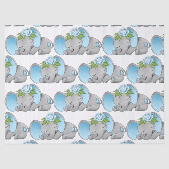 Cute tiled baby boy elephant party tissue tissue paper (Front)