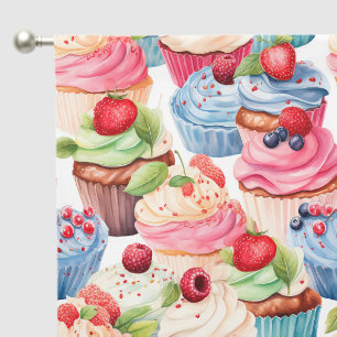 Cute tiled Bakery cupcakes pattern Blackout Curtains