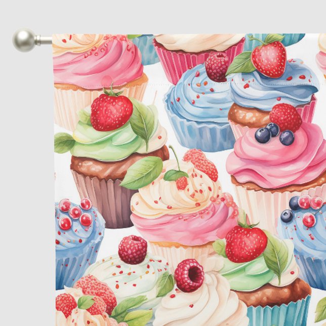 Cute tiled Bakery cupcakes pattern  Blackout Curtains (Pocket)