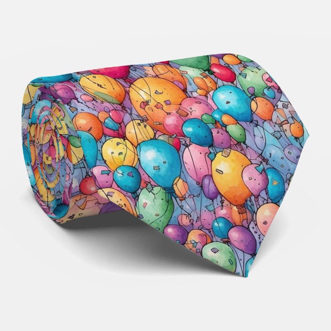 Cute tiled balloon pattern party neck tie (Rolled)