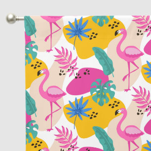 Cute tiled beach pink flamingo pattern blackout curtains