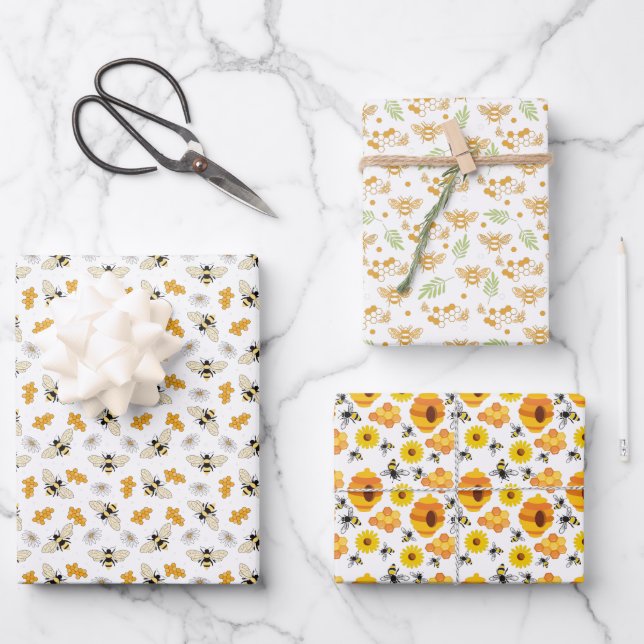 cute tiled bee pattern party Wrapping Paper Sheets (Front)