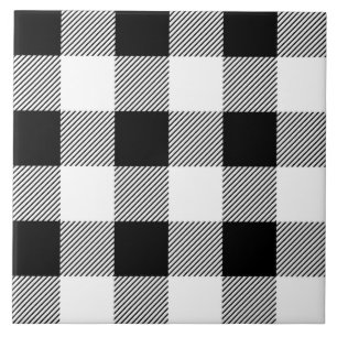 cute tiled black buffalo plaid pattern ceramic tile