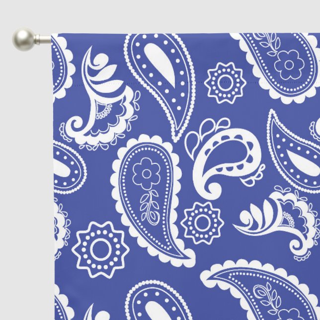 Cute tiled blue paisley pattern  blackout curtains (Pocket)