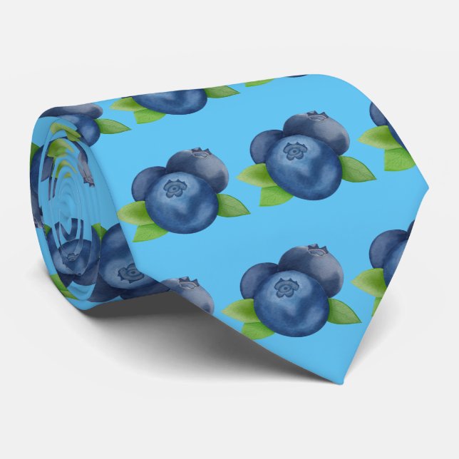 Cute tiled blueberry fruit pattern neck tie (Rolled)