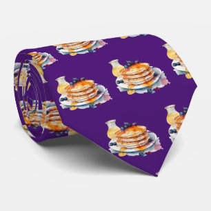 Cute tiled blueberry pancake breakfast neck tie