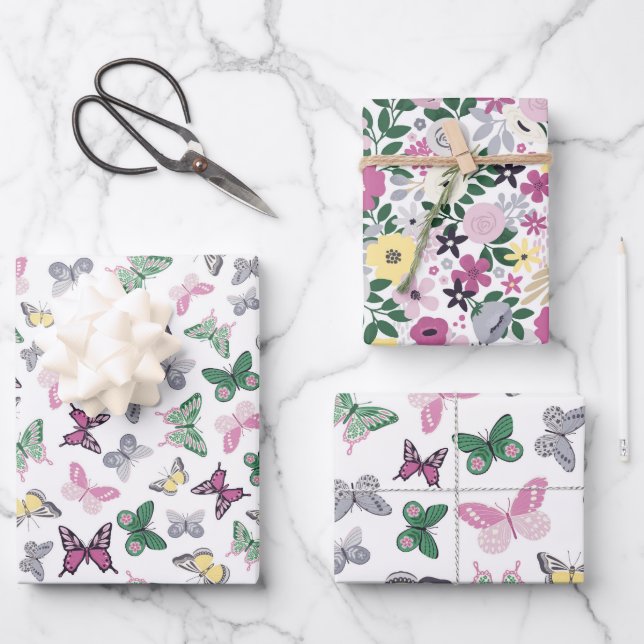 cute tiled butterfly pattern  wrapping paper sheets (Front)