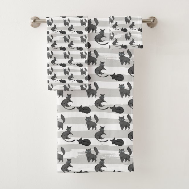 cute tiled cat lovers Bath Towel Set  (Insitu)