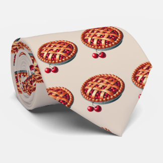 Cute tiled cherry pie pattern neck tie