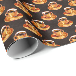 Cute tiled coffee lovers pattern party wrapping paper