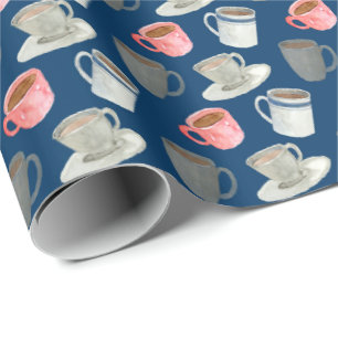 Cute tiled coffee lovers pattern party wrapping paper