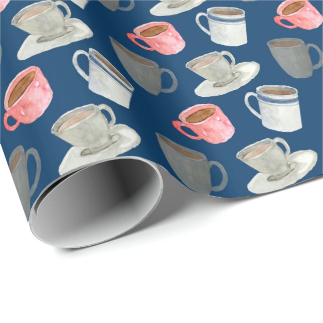 Cute tiled coffee lovers pattern party  wrapping paper (Roll Corner)