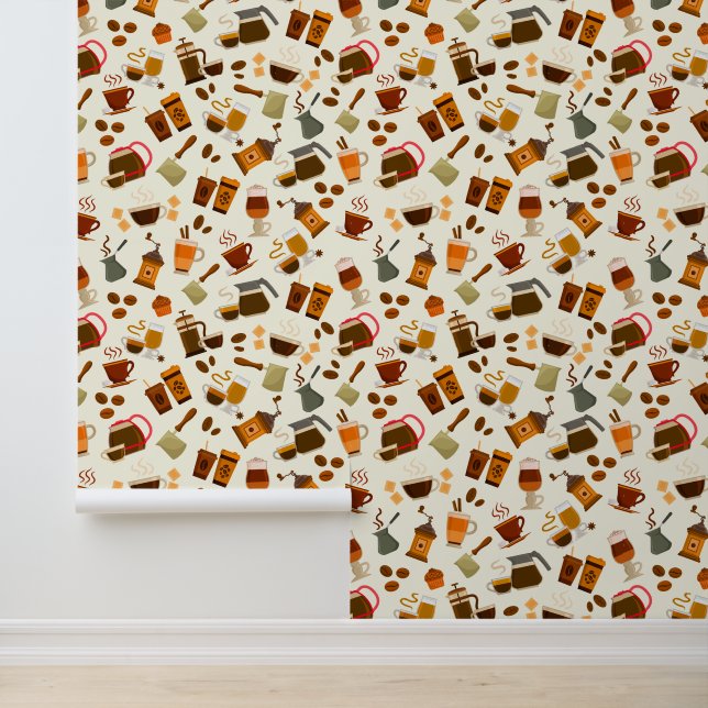 Cute tiled coffee pattern wallpaper  (Application)