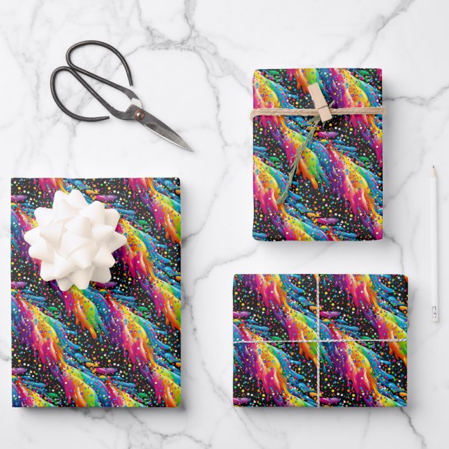 Cute tiled colorful sprinkles party  wrapping paper sheets (Front)
