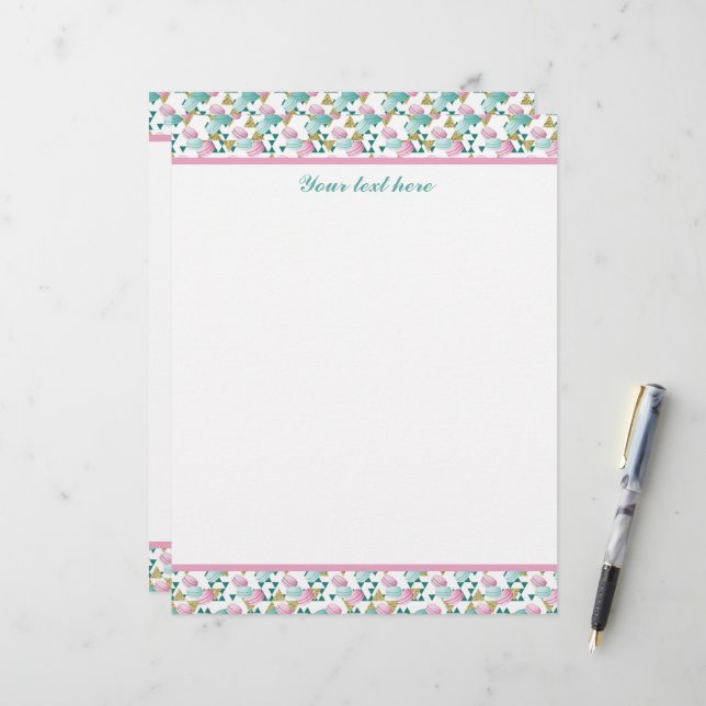 Cute tiled cookie pattern customizable letterhead (Front/Back In Situ)