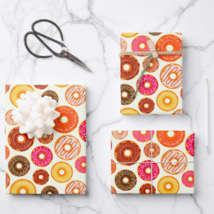 cute tiled doughnut party pattern wrapping paper sheets