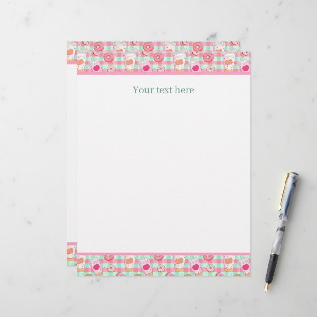 Cute tiled doughnut Shop  Letterhead (Front/Back In Situ)