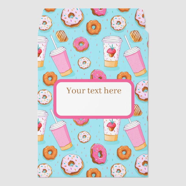 Cute tiled doughnut shop tiled pattern text box envelope mailers (Front)