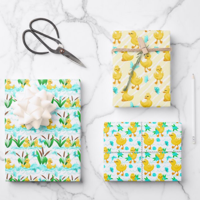 cute tiled duck party Wrapping Paper Sheets (Front)