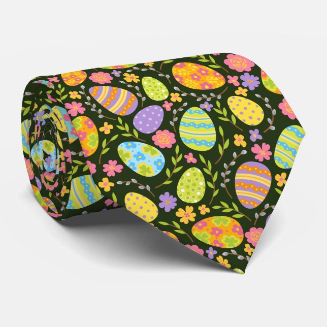 cute tiled Easter egg pattern Neck Tie (Rolled)