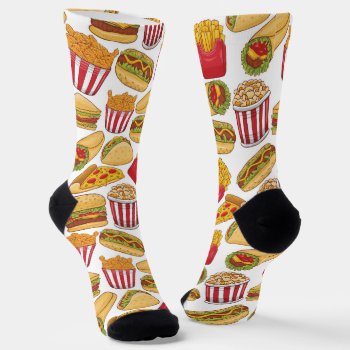 Cute Tiled Fast Food Lovers  Socks by DoodlesGifts at Zazzle