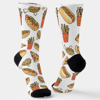 Cute Tiled Fast Food Pattern Socks by DoodlesGifts at Zazzle