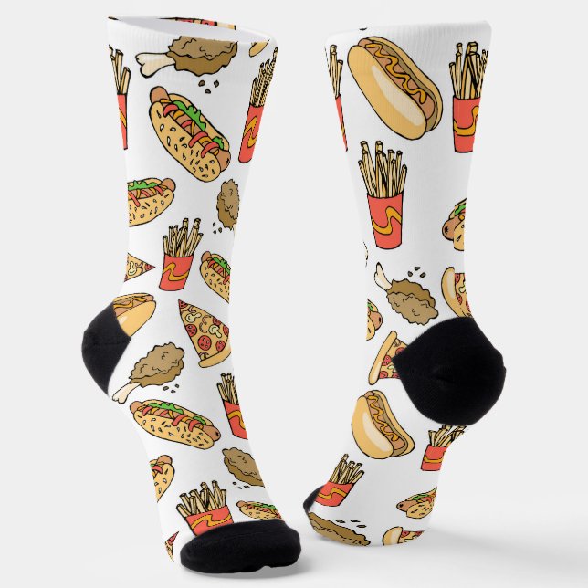 cute tiled fast food pattern socks (Angled)