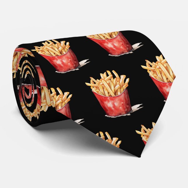 Cute tiled fries pattern neck tie (Rolled)