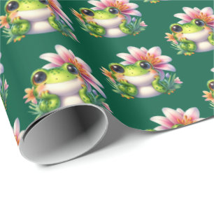 Cute tiled frog lovers party wrapping paper