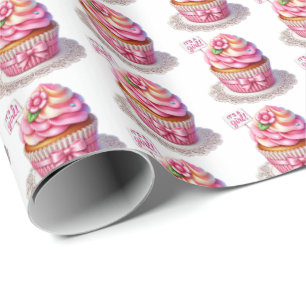 Cute tiled girls baby shower cupcake wrapping paper