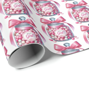 Cute tiled girls candy buffet baby shower wrapping paper