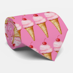 Cute tiled ice cream pattern neck tie