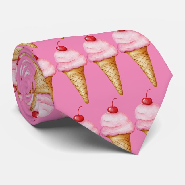 Cute tiled ice cream pattern  neck tie (Rolled)