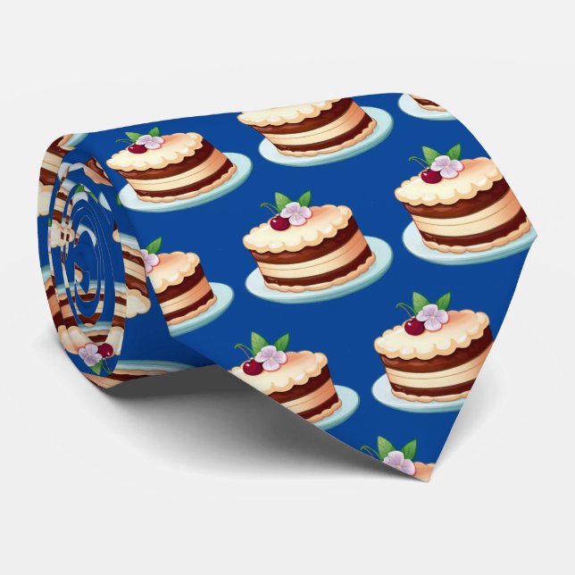 Cute tiled layer cake bakery  neck tie (Rolled)