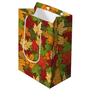 cute tiled leaf pattern seasonal medium gift bag