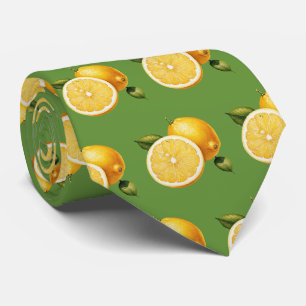 Cute tiled lemon fruit pattern neck tie