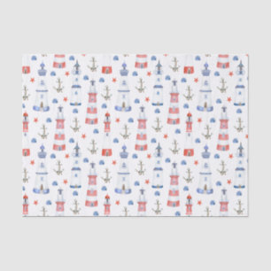 cute tiled lighthouse beach party tissue paper