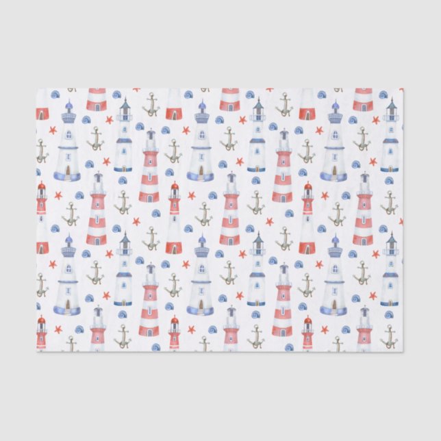 cute tiled lighthouse beach party  tissue paper (Front)