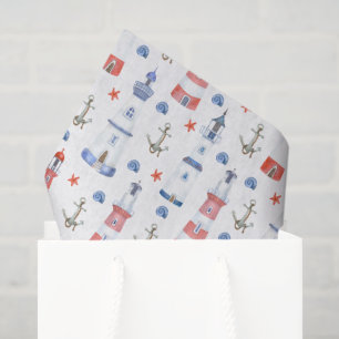 cute tiled lighthouse beach party tissue paper