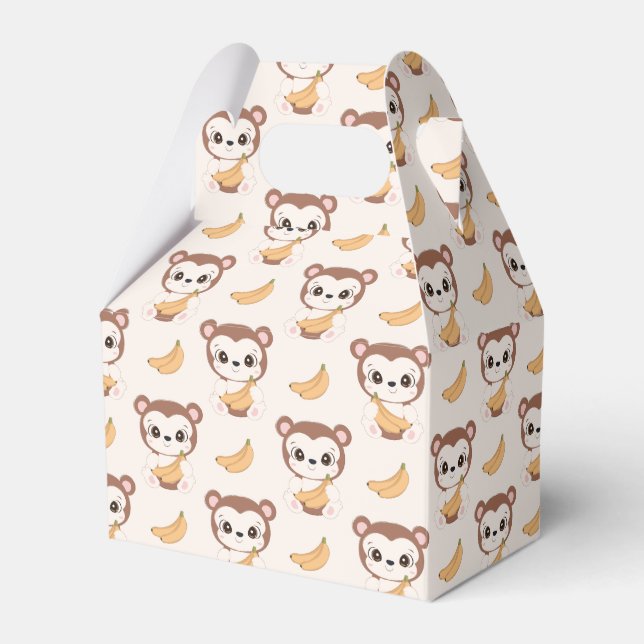 cute tiled little monkey pattern party  favor boxes (Front Side)