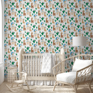Cute tiled llama mama baby girls wallpaper 