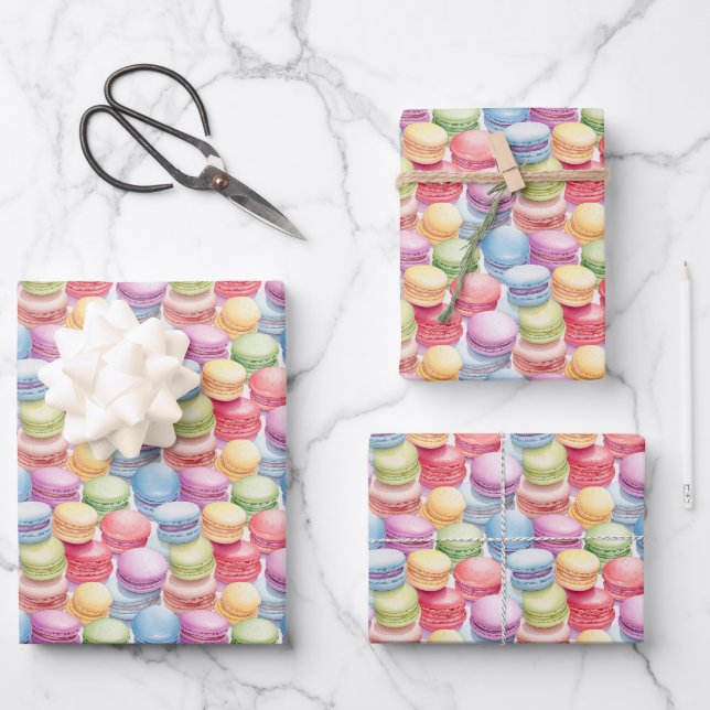 Cute tiled macarons pattern  wrapping paper sheets (Front)