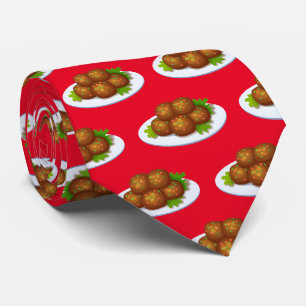 Cute tiled meatball pattern food neck tie