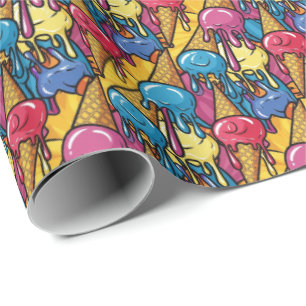 Cute tiled melting ice cream pattern  wrapping paper